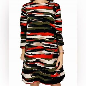 H&M Red and Black Patterned Midi Dress